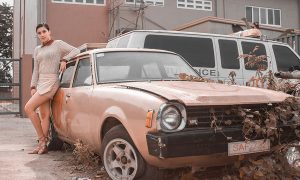 rusty old car and model