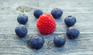 raspberry and blueberries