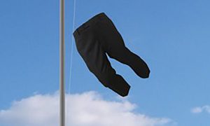 Trousers flying from a flagpole